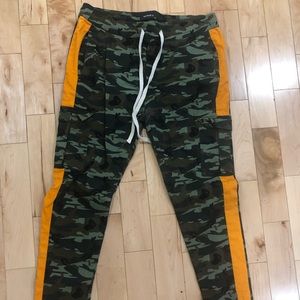 Army Fatigue joggers w/ orange stripe on the side